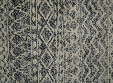 4x6 Hand Knotted Ivory, Black and Gray Modern Contemporary Southwestern Tribal Trellis Recycled Silk Area Rug | OP56