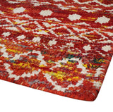 4x6 Hand Knotted Rust and Ivory Modern Contemporary Southwestern Tribal Trellis Recycled Silk Area Rug