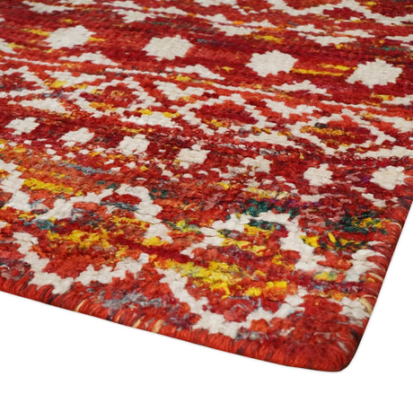 4x6 Hand Knotted Rust and Ivory Modern Contemporary Southwestern Tribal Trellis Recycled Silk Area Rug
