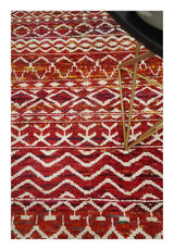 4x6 Hand Knotted Rust and Ivory Modern Contemporary Southwestern Tribal Trellis Recycled Silk Area Rug