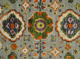 4x6 Hand Knotted Silver, Yellow and Orange Persian Oushak Recycled Silk Area Rug