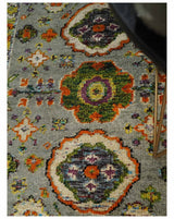 4x6 Hand Knotted Silver, Yellow and Orange Persian Oushak Recycled Silk Area Rug