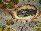 4x6 Hand Knotted Silver, Yellow and Orange Persian Oushak Recycled Silk Area Rug