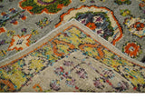 4x6 Hand Knotted Silver, Yellow and Orange Persian Oushak Recycled Silk Area Rug