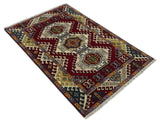 4x6 Hand Knotted Traditional Kazak Ivory and Rust Wool Area Rug