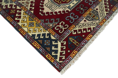 4x6 Hand Knotted Traditional Kazak Ivory and Rust Wool Area Rug