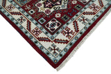 4x6 Hand Knotted Traditional Kazak Maroon And Blue Wool Area Rug