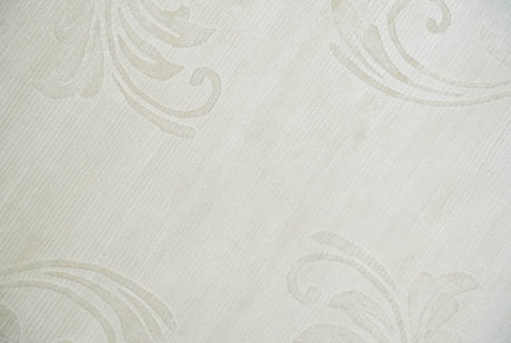 4x6 Hand Woven and Carved Silver and Ivory Floral Art Silk Rug | KNT5