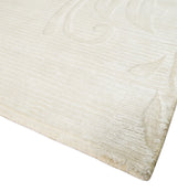 4x6 Hand Woven and Carved Silver and Ivory Floral Art Silk Rug | KNT5-Area Rug-Parc Decor