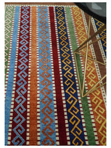 4x6 Multi Color Striped Wool Hand Woven Southwestern Gabbeh Rug