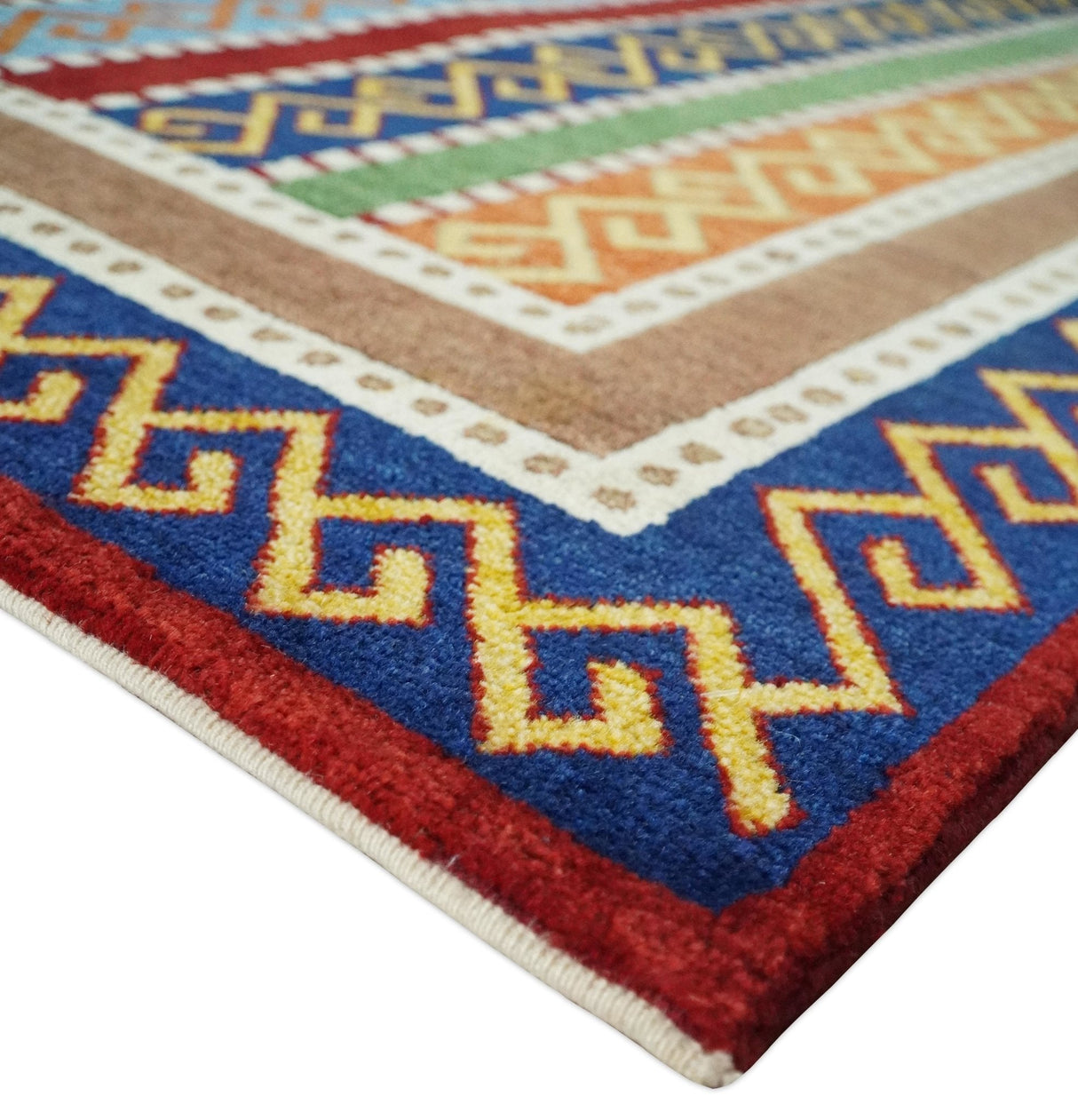 4x6 Multi Color Striped Wool Hand Woven Southwestern Gabbeh Rug