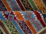 4x6 Multi Color Striped Wool Hand Woven Southwestern Gabbeh Rug