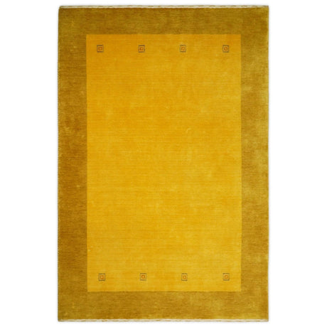 4x6 Small Gold Natural Farmhouse Wool Hand Woven Southwestern Gabbeh Rug| LOR17-Area Rug-Parc Decor