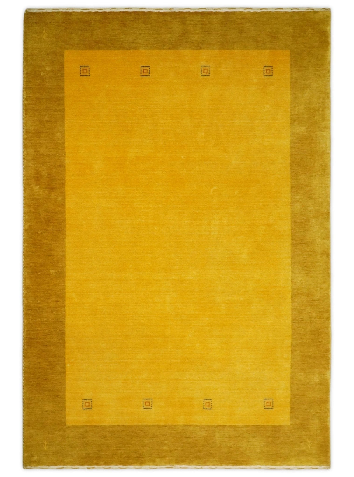 4x6 Small Gold Natural Farmhouse Wool Hand Woven Southwestern Gabbeh Rug