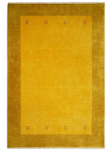 4x6 Small Gold Natural Farmhouse Wool Hand Woven Southwestern Gabbeh Rug