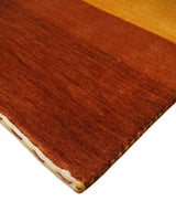 4x6 Small Rust and Gold Striped Wool Hand Woven Southwestern Gabbeh Rug