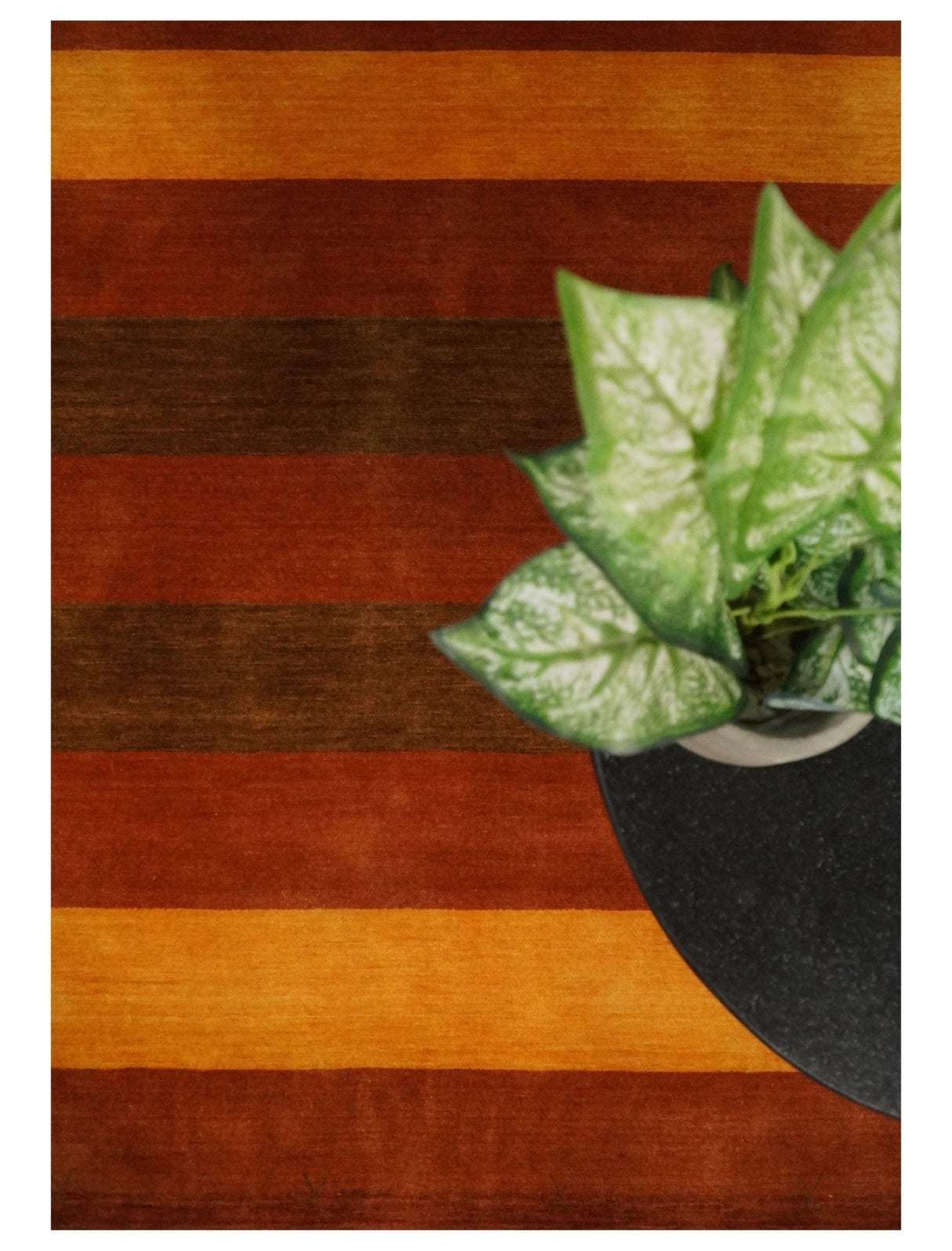 4x6 Small Rust and Gold Striped Wool Hand Woven Southwestern Gabbeh Rug