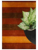 4x6 Small Rust and Gold Striped Wool Hand Woven Southwestern Gabbeh Rug