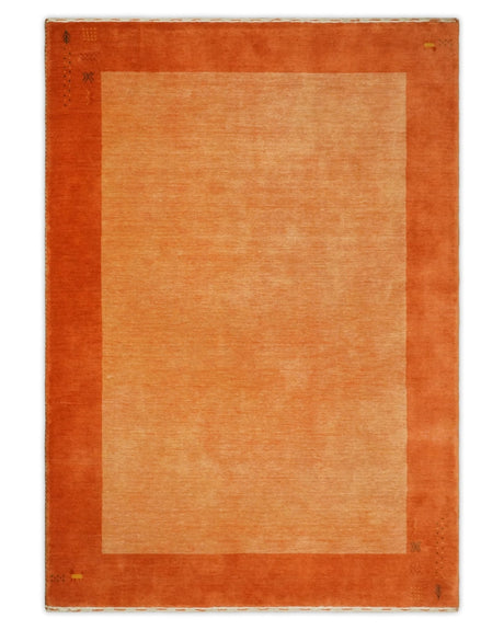 4x6 Small Rust and Peach Farmhouse Wool Hand Woven Southwestern Gabbeh Rug