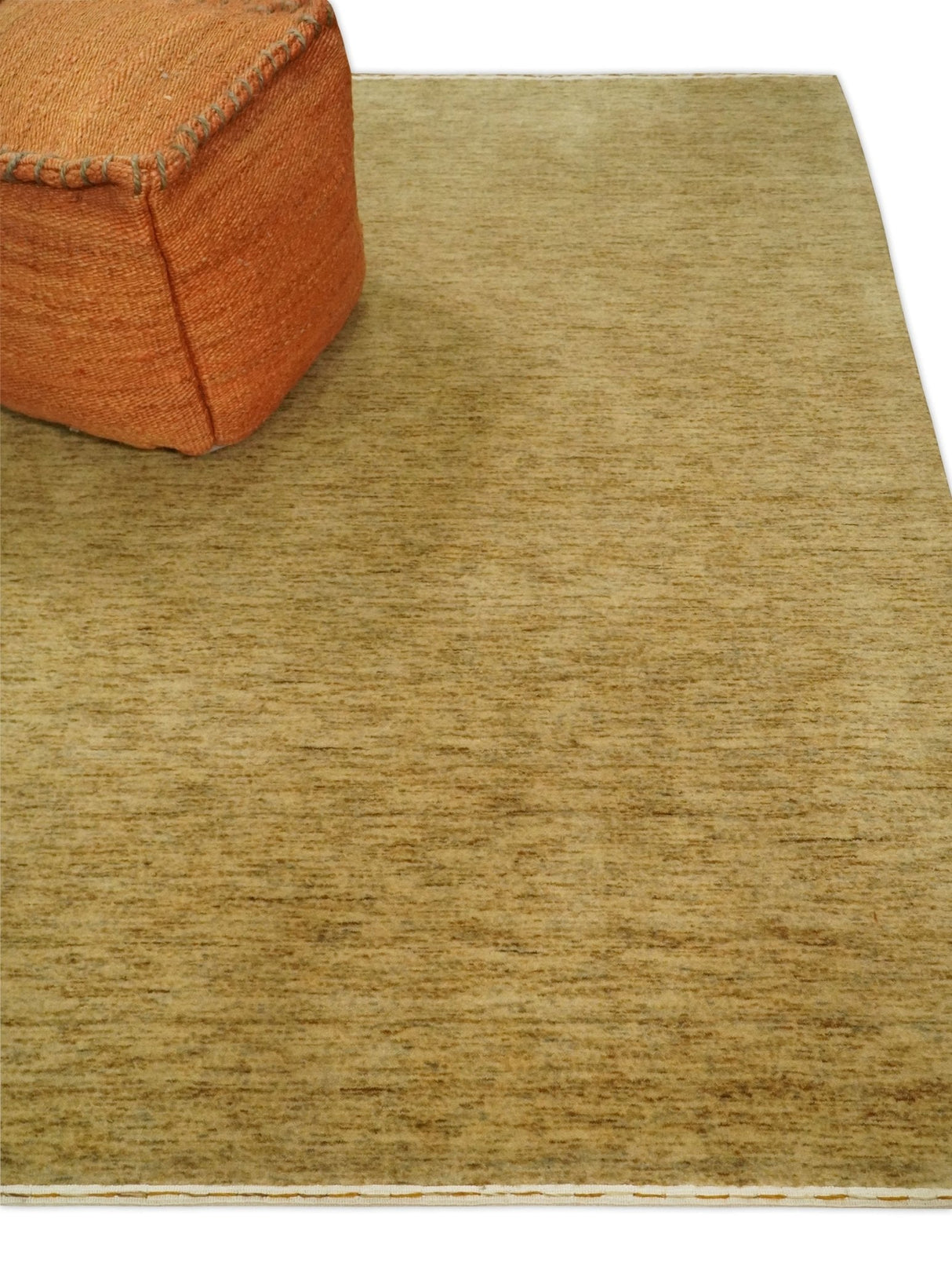 4x6 Small Solid Beige Natural Farmhouse Wool Hand Woven Southwestern Rug