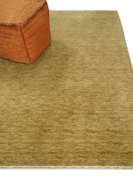 4x6 Small Solid Beige Natural Farmhouse Wool Hand Woven Southwestern Rug