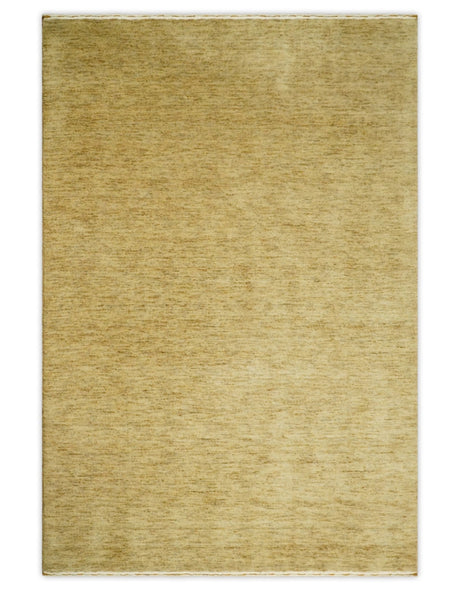 4x6 Small Solid Beige Natural Farmhouse Wool Hand Woven Southwestern Rug