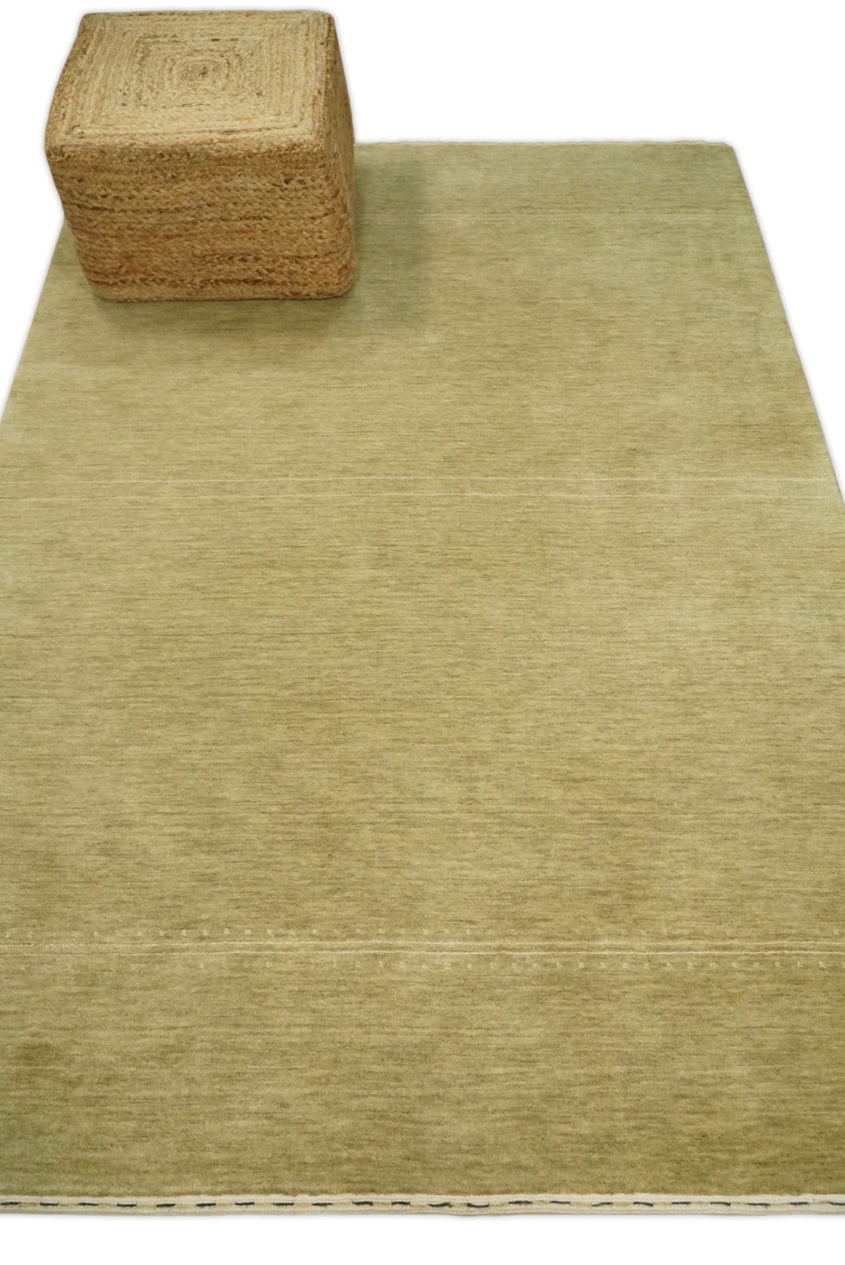 4x6 Small Solid Beige Wool Hand Woven Southwestern Gabbeh Rug