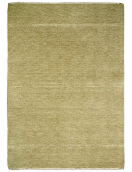 4x6 Small Solid Beige Wool Hand Woven Southwestern Gabbeh Rug