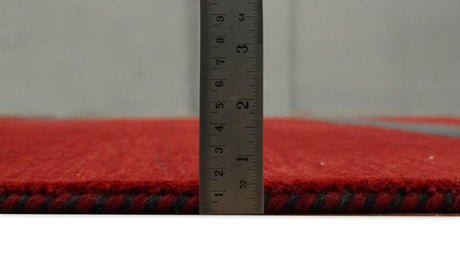 4x6 Small Solid Red Wool Hand Woven Southwestern Gabbeh Rug