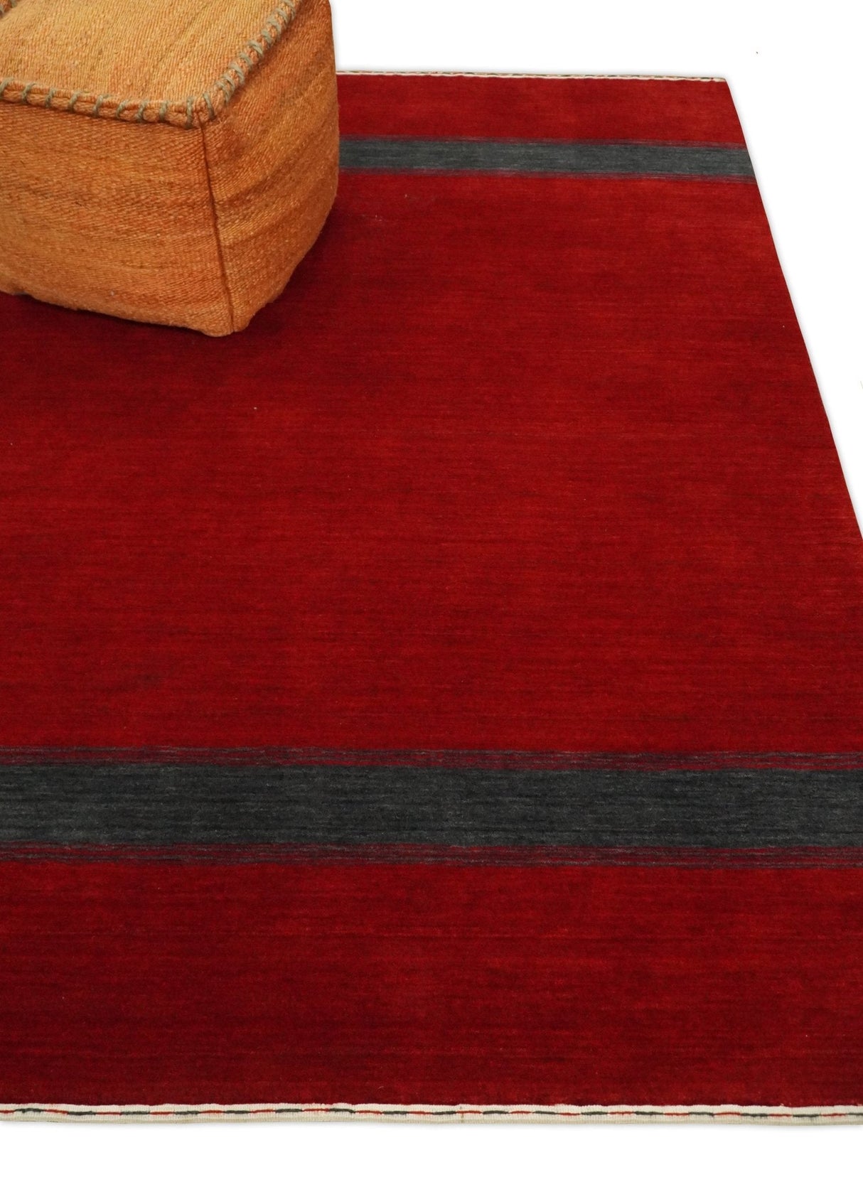 4x6 Small Solid Red Wool Hand Woven Southwestern Gabbeh Rug