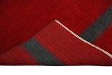 4x6 Small Solid Red Wool Hand Woven Southwestern Gabbeh Rug