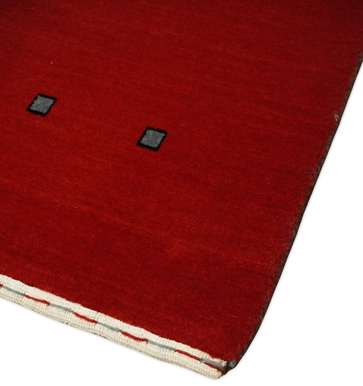 4x6 Small Solid Red Wool Hand Woven Southwestern Gabbeh Rug