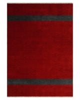 4x6 Small Solid Red Wool Hand Woven Southwestern Gabbeh Rug