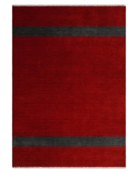 4x6 Small Solid Red Wool Hand Woven Southwestern Gabbeh Rug