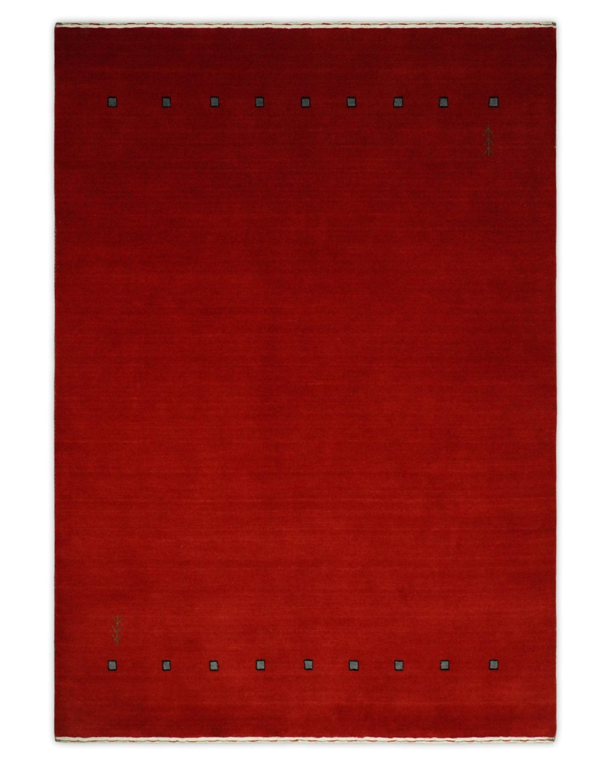 4x6 Small Solid Red Wool Hand Woven Southwestern Gabbeh Rug