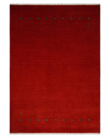 4x6 Small Solid Red Wool Hand Woven Southwestern Gabbeh Rug