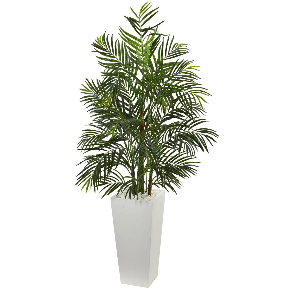 5’ Areca Artificial Palm Tree in White Planter (Indoor/Outdoor)-Parc Decor