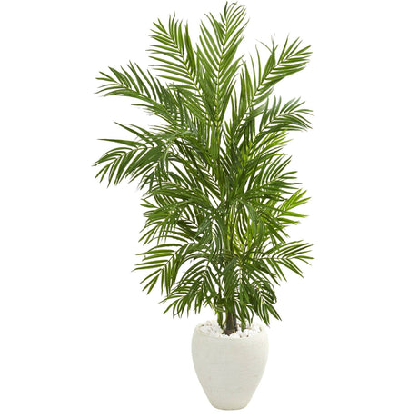 5’ Areca Palm Artificial Tree in White Planter-Parc Decor