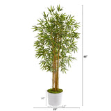 5’ Bamboo Artificial Tree in White Tin Planter-Parc Decor