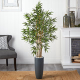 5’ Bamboo Tree in Gray Cylinder Planter-Parc Decor
