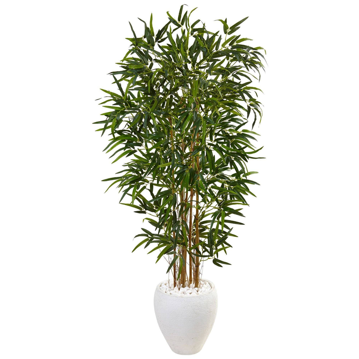 5’ Bamboo Tree in Oval White Planter-Parc Decor