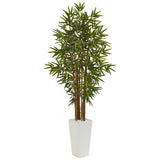 5’ Bamboo Tree in White Tower Planter-Parc Decor