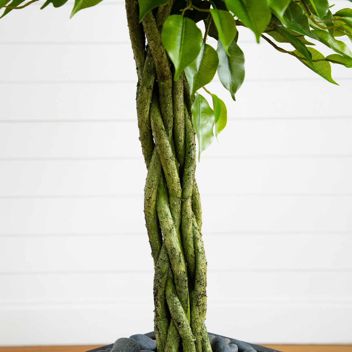 5’ Braided Ficus Artificial Tree in Slate Planter(Indoor/Outdoor)-Parc Decor