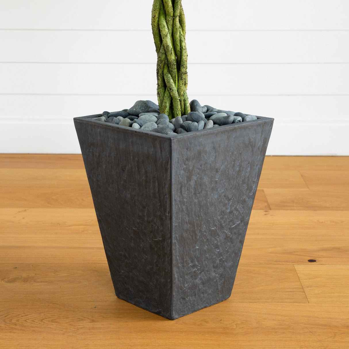 5’ Braided Ficus Artificial Tree in Slate Planter(Indoor/Outdoor)-Parc Decor