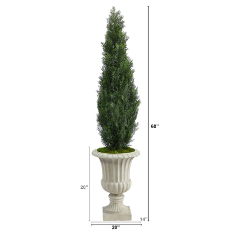 5' Cedar Artificial Tree in Sand Finished Urn (Indoor/Outdoor)-Parc Decor