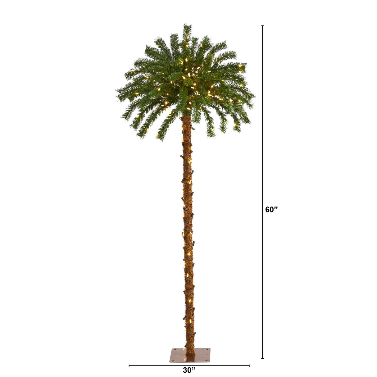 5’ Christmas Palm Artificial Tree with 150 Warm White LED Lights-Parc Decor