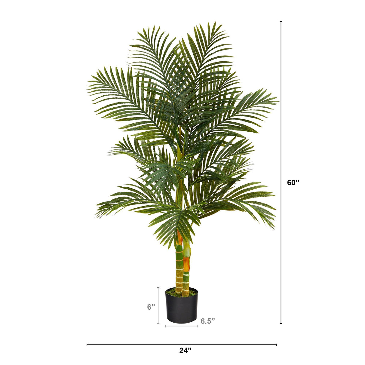 5’ Double Stalk Golden Cane Artificial Palm Tree-Parc Decor