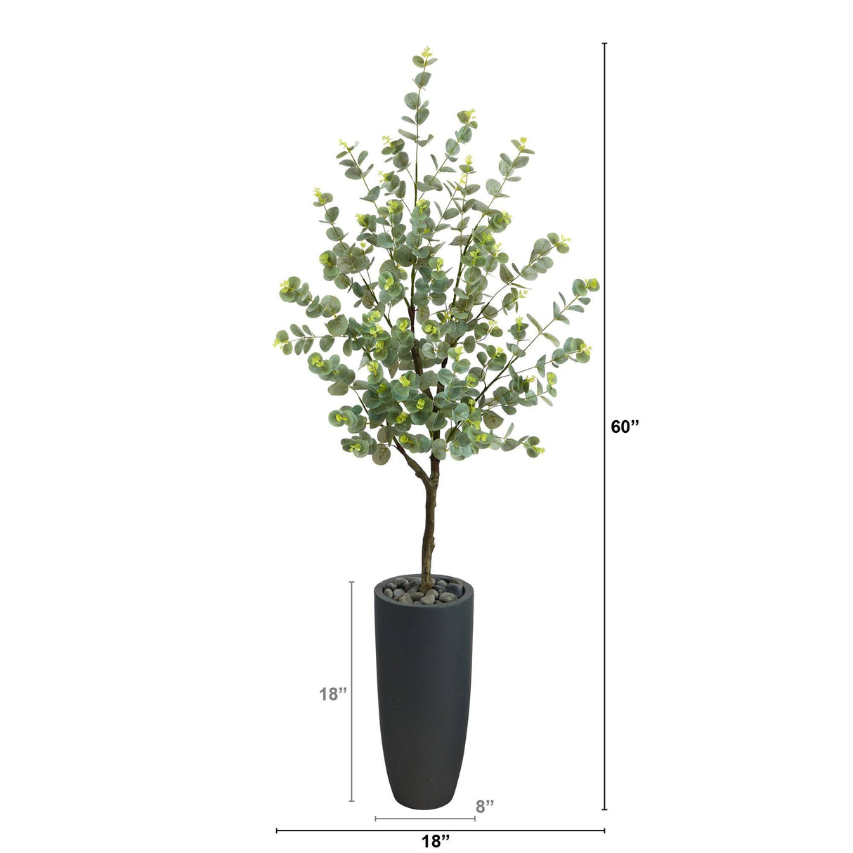 5’ Eucalyptus Artificial Tree in Gray Planter-Parc Decor