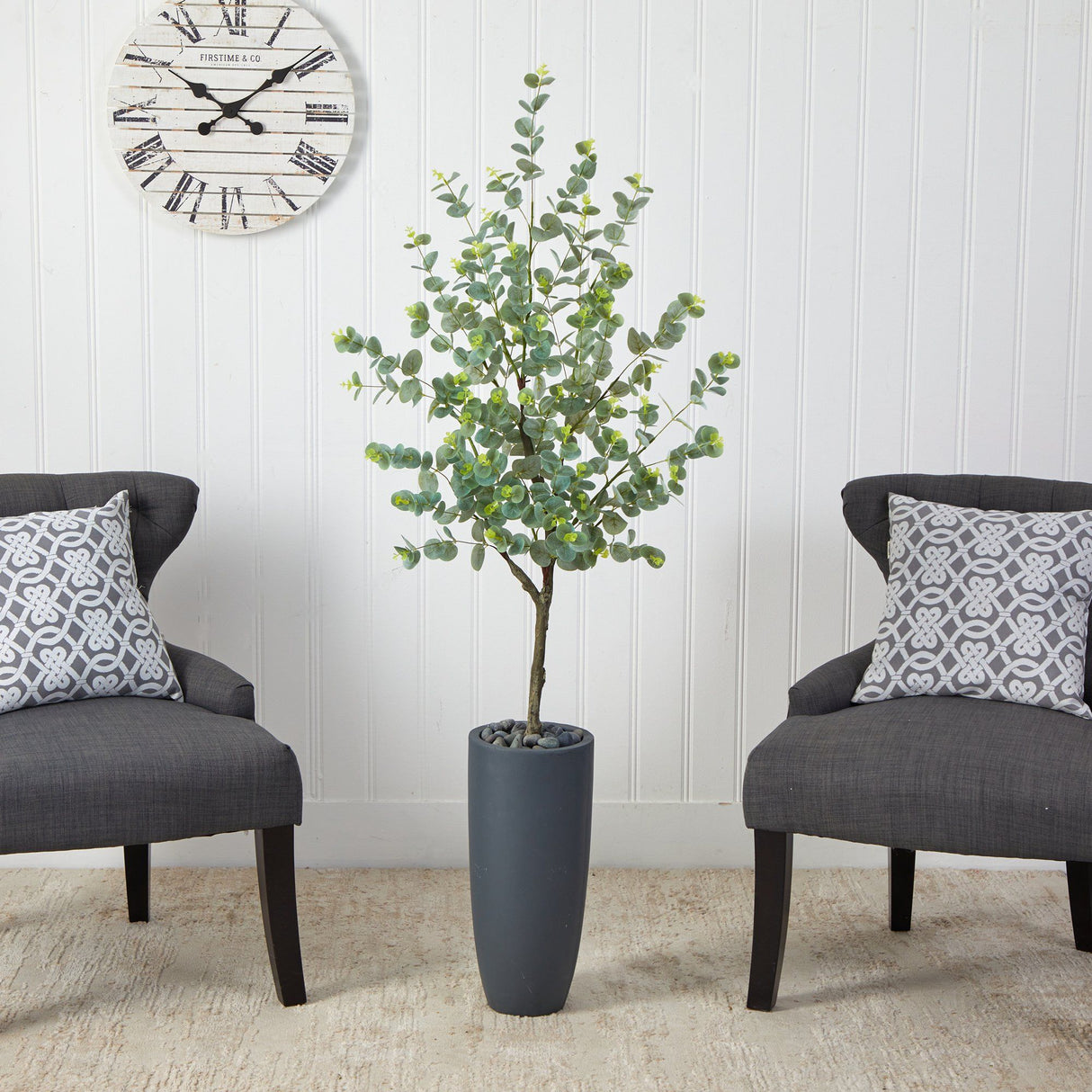 5’ Eucalyptus Artificial Tree in Gray Planter-Parc Decor