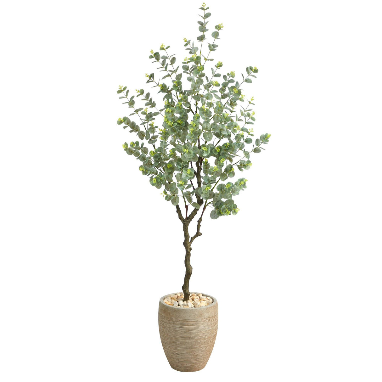 5’ Eucalyptus Artificial Tree in Sandstone Planter-Parc Decor